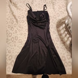 Satin dress with slit